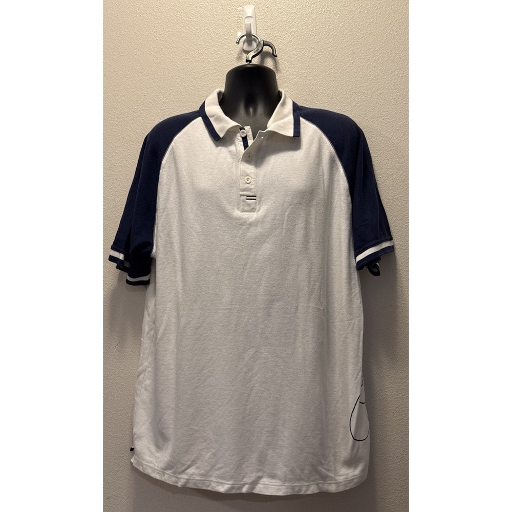 Nike Air Men's Size‎ XXL Black/Navy Blue Cotton Golf Patched Logo Polo Shirt